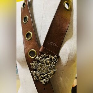 Signature Levi Strauss Brown Leather Belt with two lions buckle